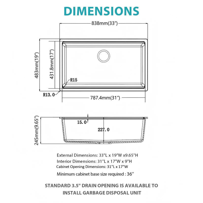 Quartz Composite Kitchen Sink With Undermount Design, Durable Single Bowl Workstation by HouseOfZazla