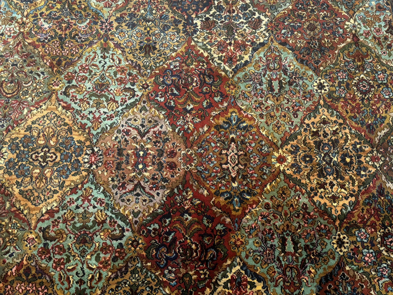 Square Karastan Multicolor Panel Kirman Rug #717, Rare Size 8.8 x 8.8, Original 700 Series, Wool by Jewel Rugs