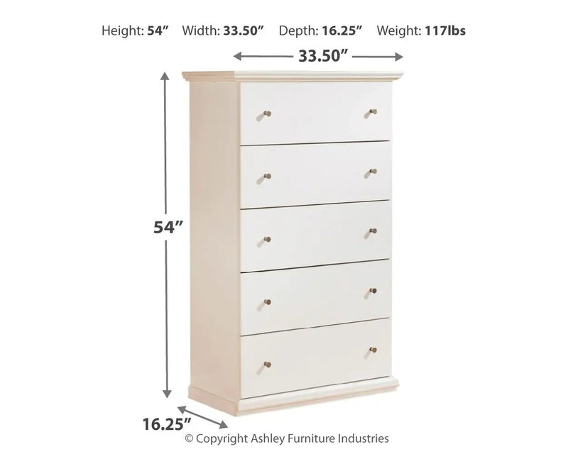 Bostwick Shoals - Five Drawer Chest - White by Unique Piece Furniture