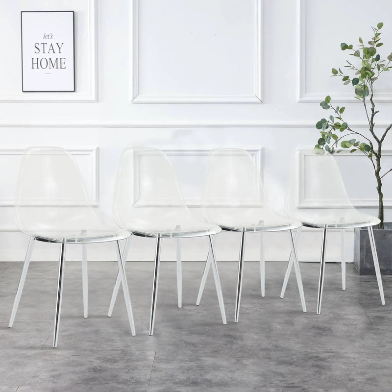 Modern Minimalist Transparent Dining Chair - 6-Piece Set by HouseOfZazla