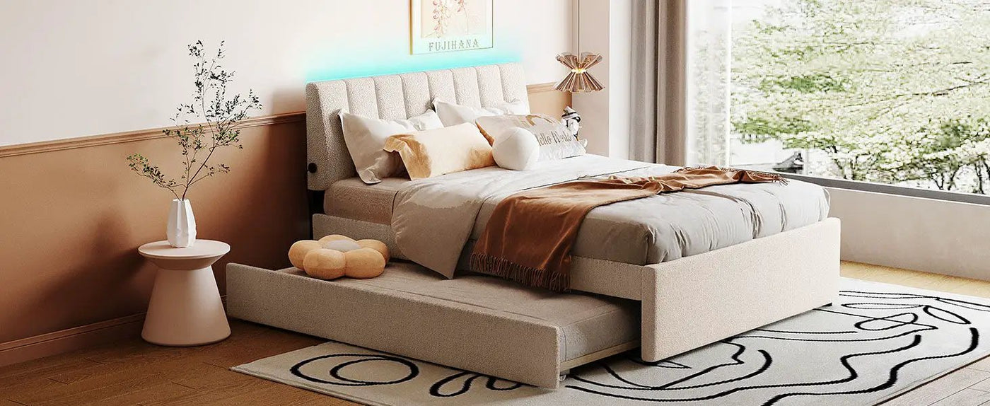 Upholstered Platform Bed With Trundle by HouseOfZazla
