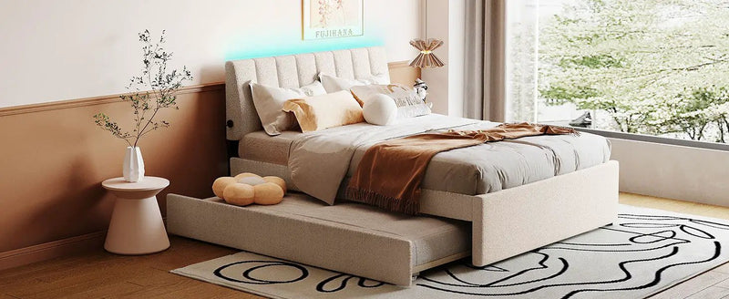 Upholstered Platform Bed With Trundle by HouseOfZazla