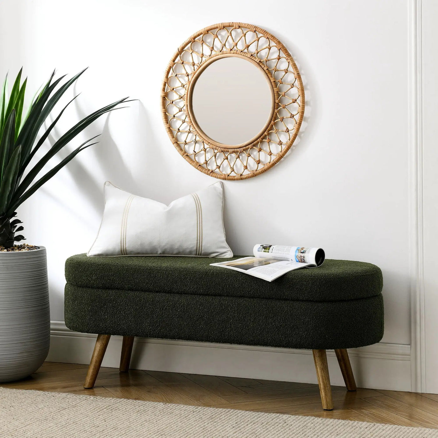 Ottoman Oval Storage Bench With Rubber Wood Legs by HouseOfZazla
