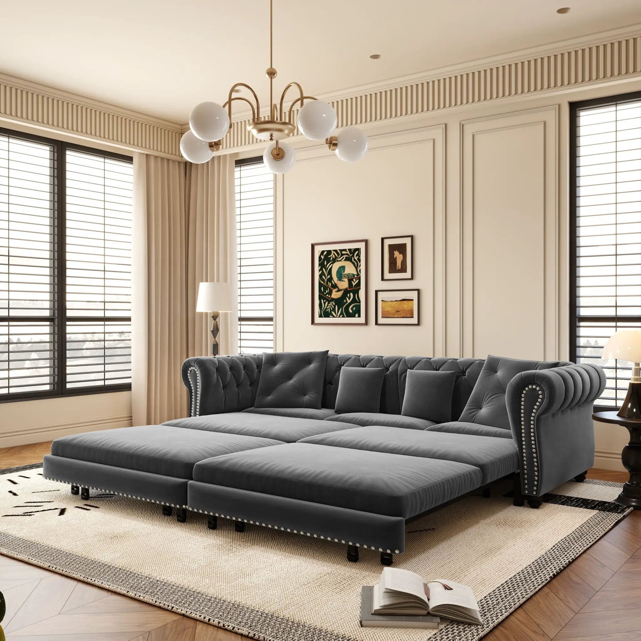 3 In 1 Convertible Sleeper Sofa Bed With Movable Ottoman by HouseOfZazla