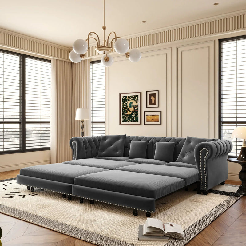 3 In 1 Convertible Sleeper Sofa Bed With Movable Ottoman by HouseOfZazla