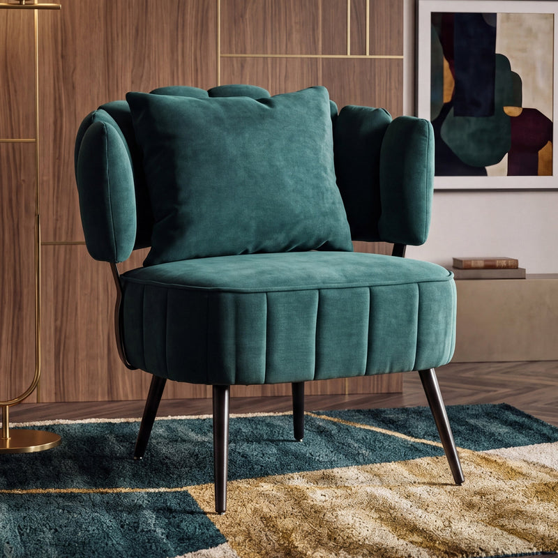Decorative Chenille Armchair with Spring Seat Cushion by HouseOfZazla