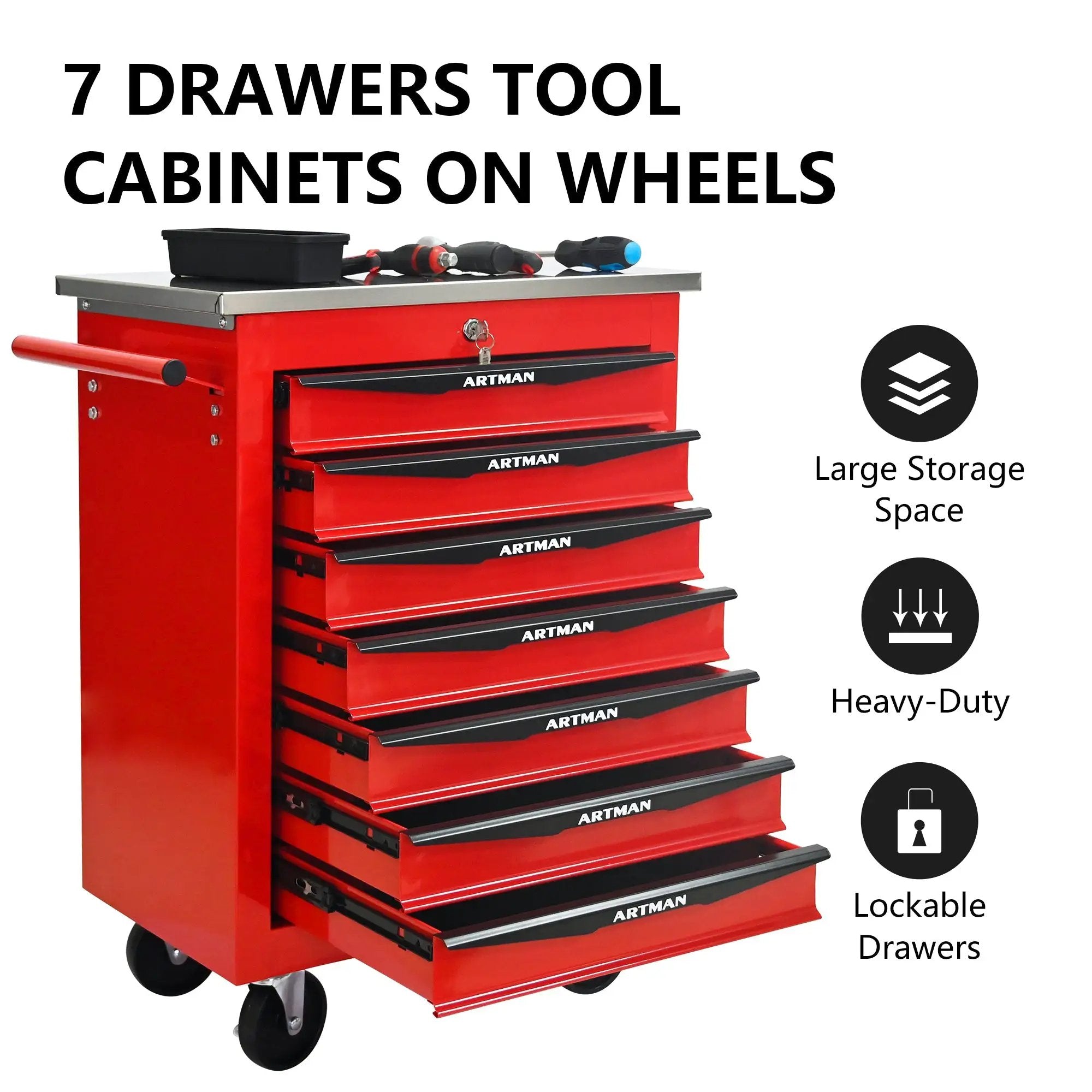 7 Drawers Multifunctional Tool Cart with Wheels by HouseOfZazla