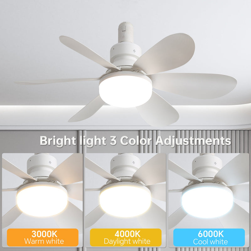20-Inch Socket Fan Light Portable Ceiling Fan with Light and Remote by HouseOfZazla