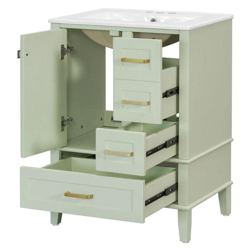 Bathroom Vanity, Modern Bathroom Cabinet With Sink Combo Set, Bathroom Storage Cabinet With A Soft Closing Door And 3 Drawers, Solid Wood Frame by HouseOfZazla