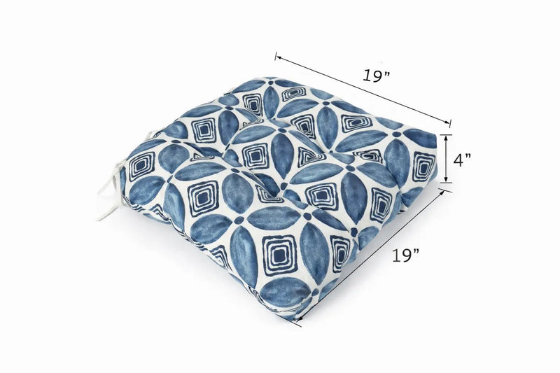Outdoor Chair Cushions Set of 2, 19 x 19 x 4 Inch Tufted Seat Cushions by HouseOfZazla