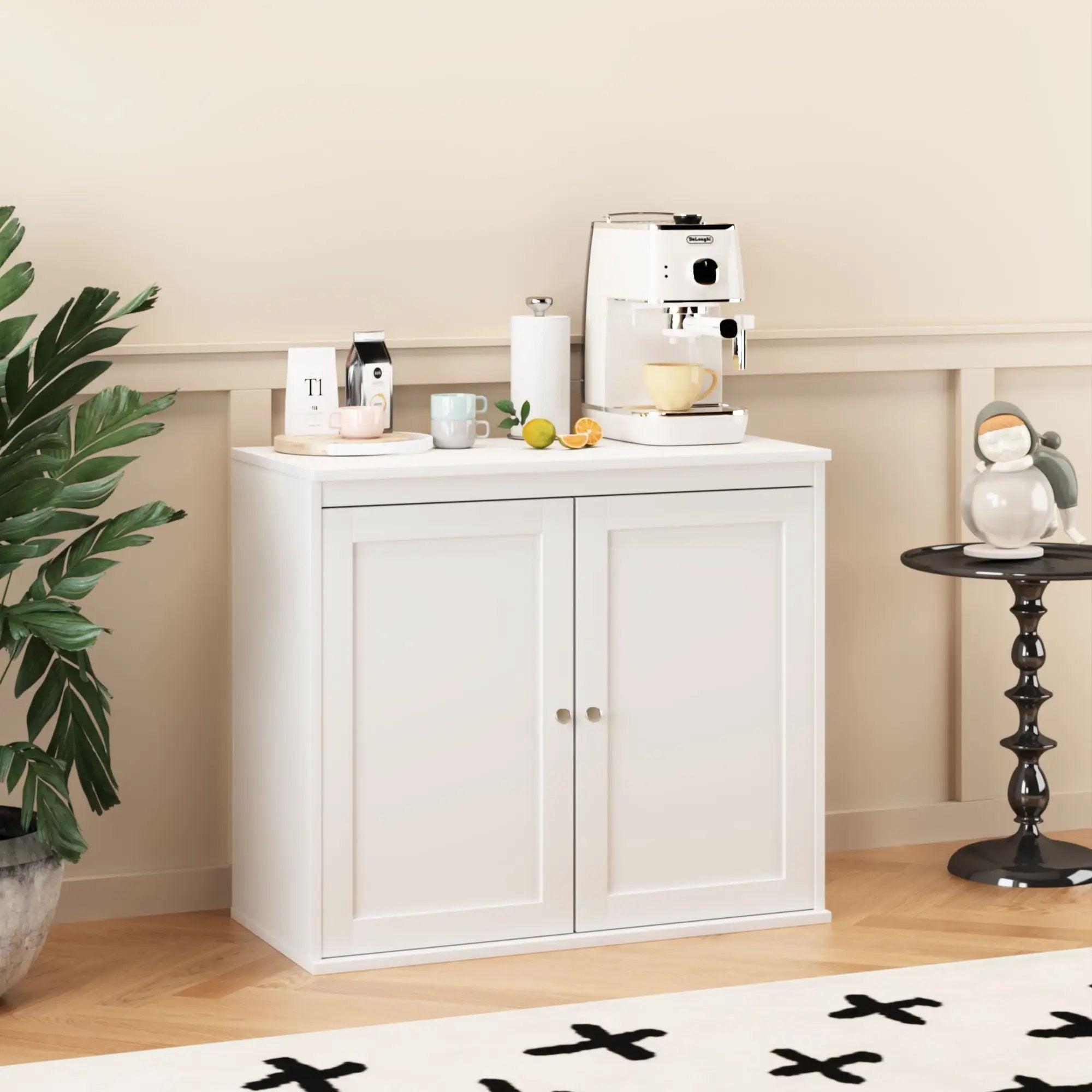 Kitchen Storage Cabinet With Double Doors, Adjustable Shelves, Sideboard Buffet For Dining Room - White by Unique Piece Furniture