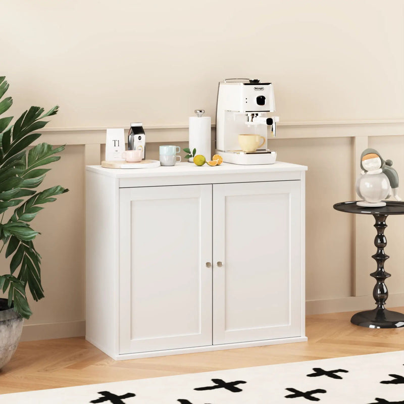 Kitchen Storage Cabinet With Double Doors, Adjustable Shelves, Sideboard Buffet For Dining Room - White by Unique Piece Furniture