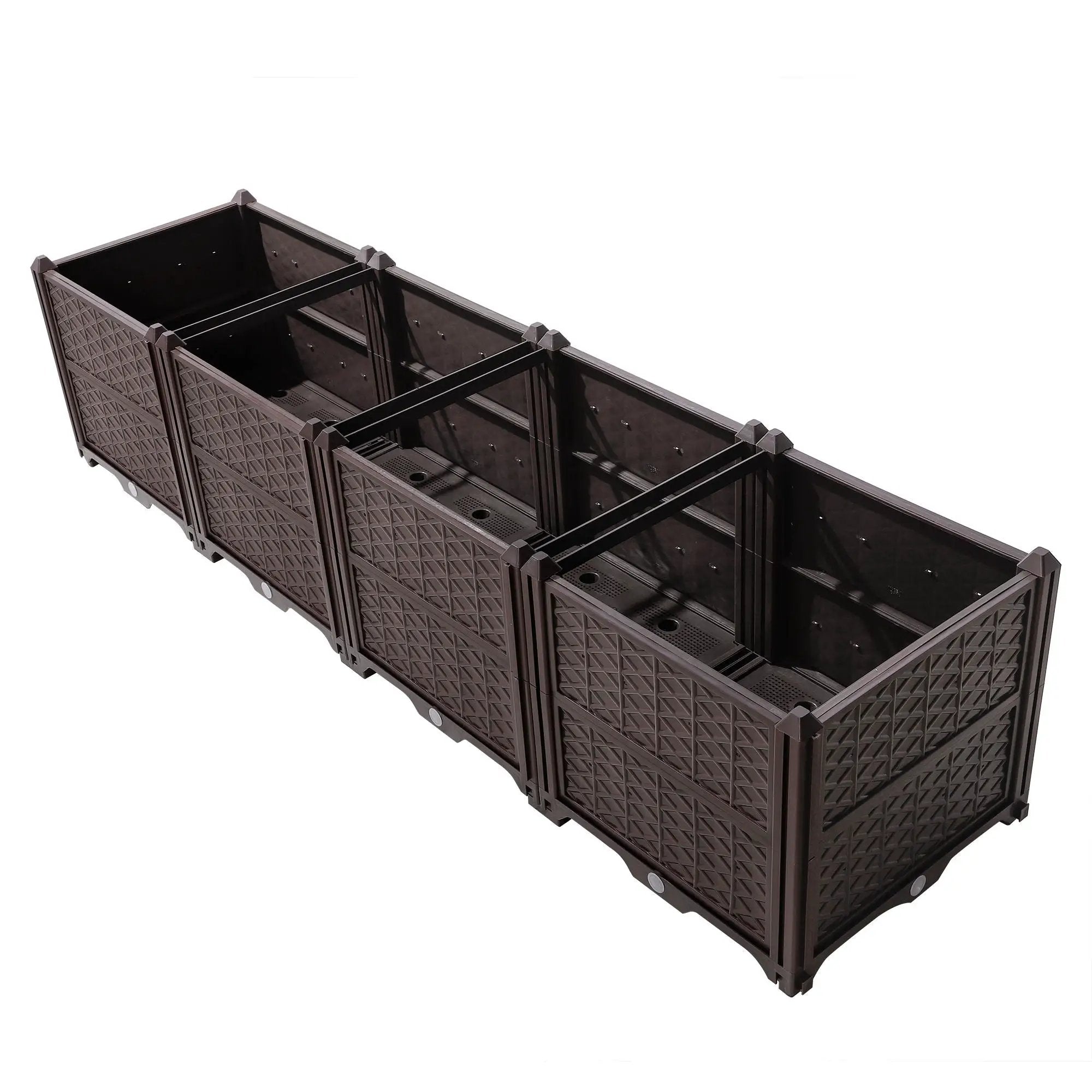 Indoor / Outdoor Rectangular Plastic Planting Box Kit For Vegetables, Herbs, Flowers & Succulents, Coffee, Polypropylene, 62.80" - Coffee by HouseOfZazla