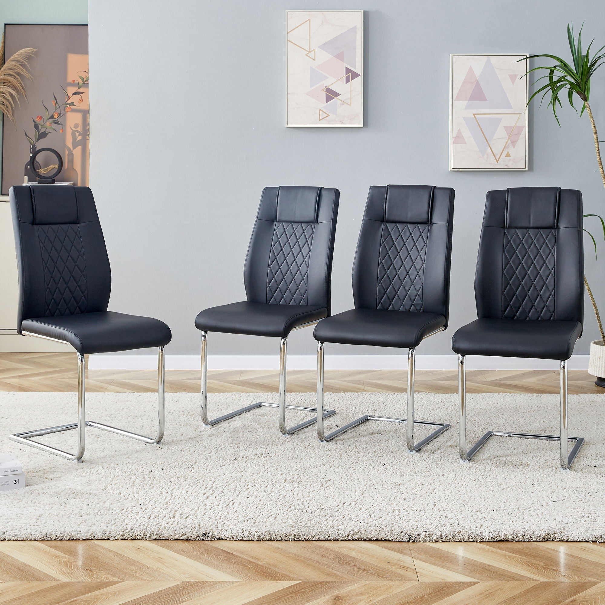 Modern Dining Chairs With Padded Seat, Metal Legs by Unique Piece Furniture