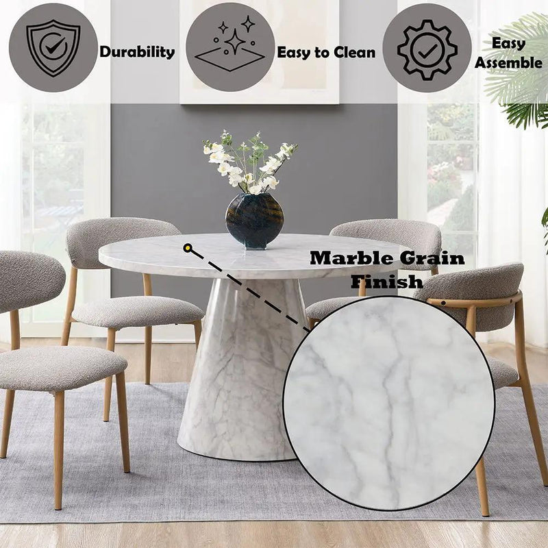 Kacey - Round Dining Table - Engineered Stone by Unique Piece Furniture