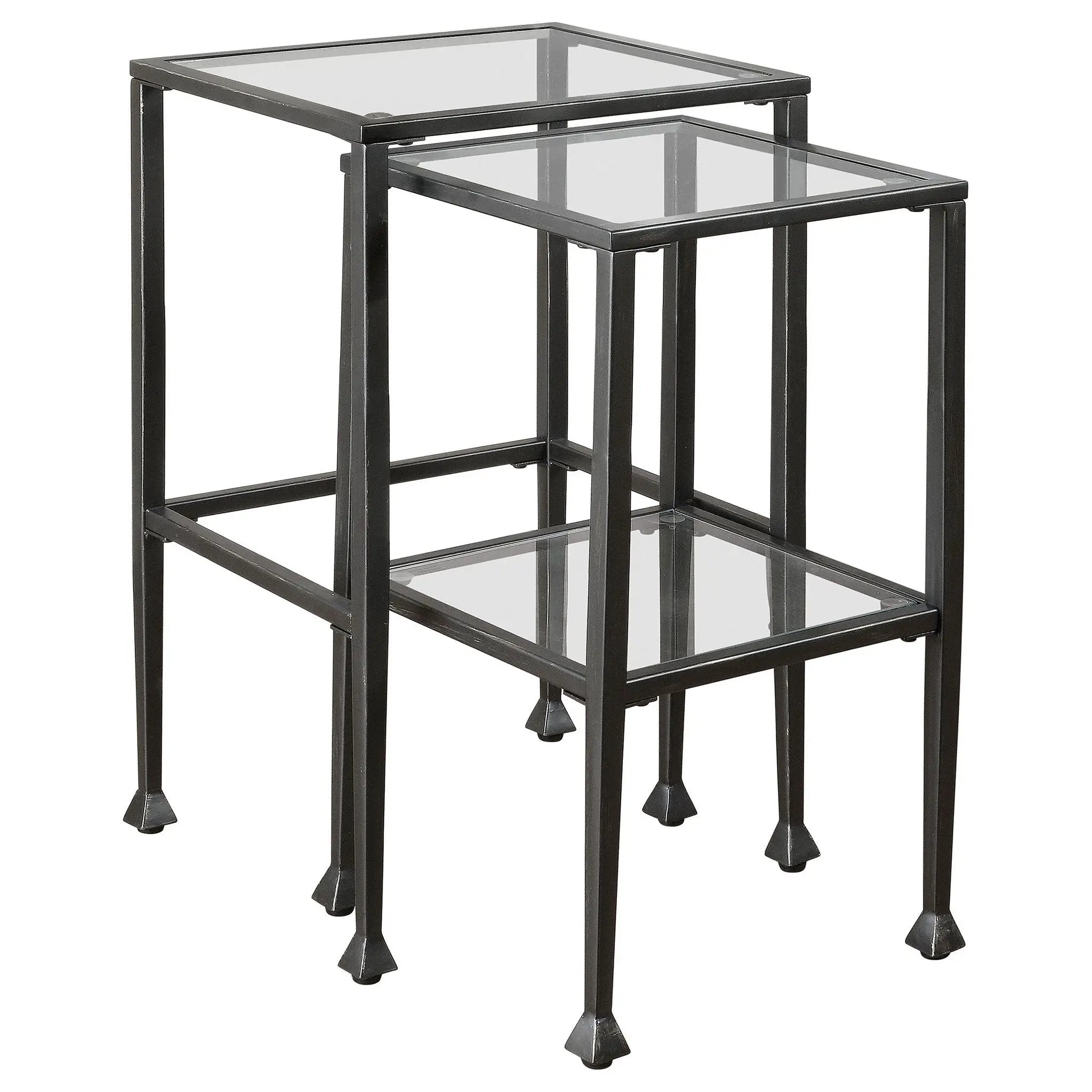 Leilani 2-piece Glass Top Nesting Table Set Black by Unique Piece Furniture