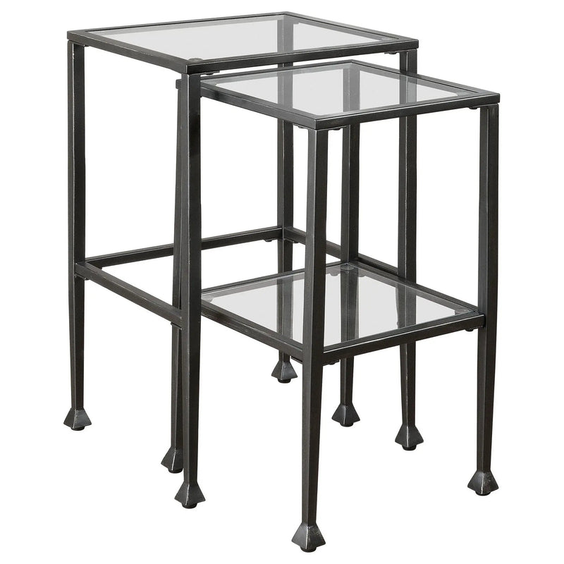 Leilani 2-piece Glass Top Nesting Table Set Black by Unique Piece Furniture