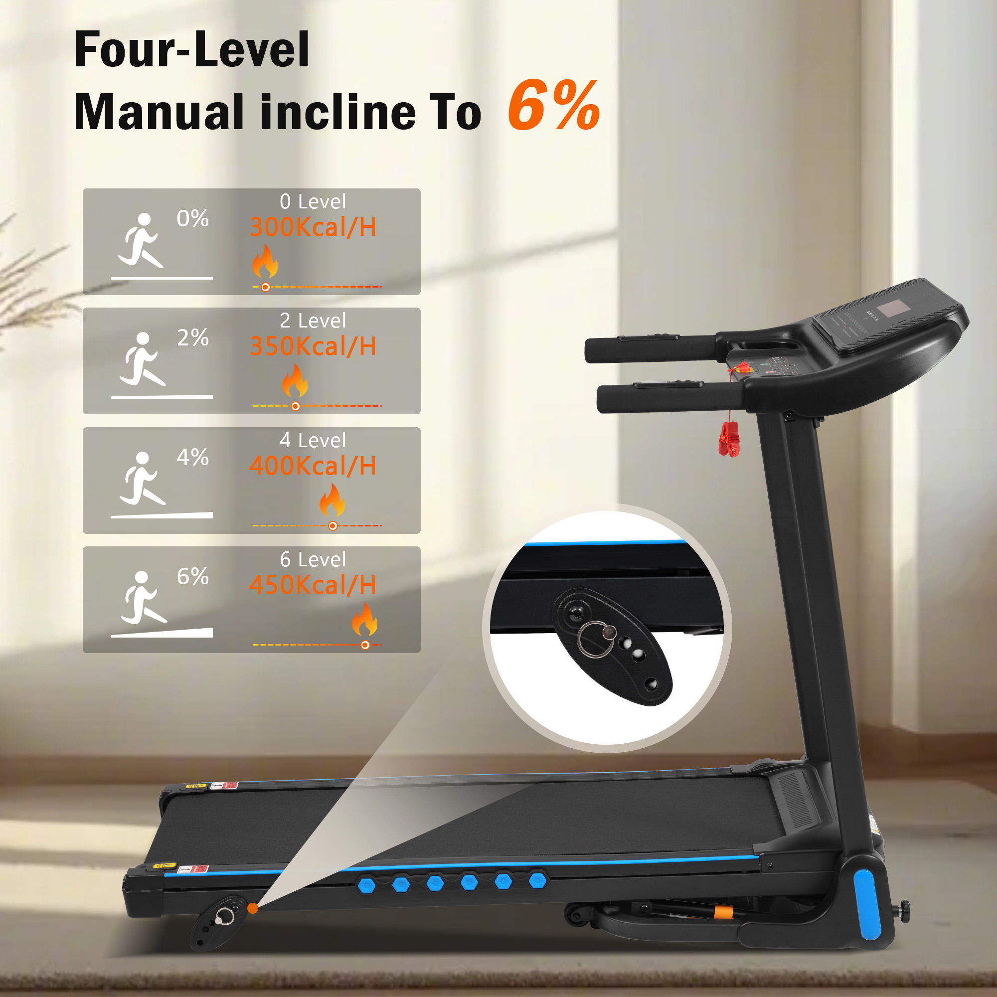 Incline Treadmill For Running & Walking, Hydraulic System Auto Folding With Type C & USB Charge For Android, 10Mph, Bluetooth Speaker - Black by HouseOfZazla