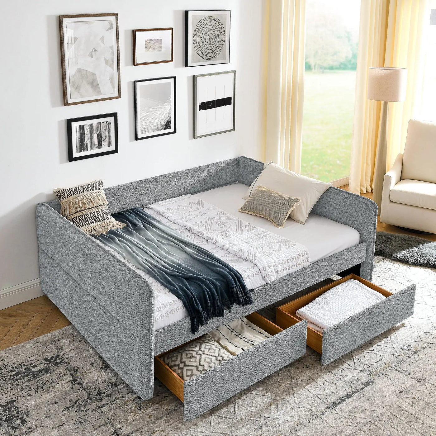 Upholstered Daybed & 2 Drawers by HouseOfZazla