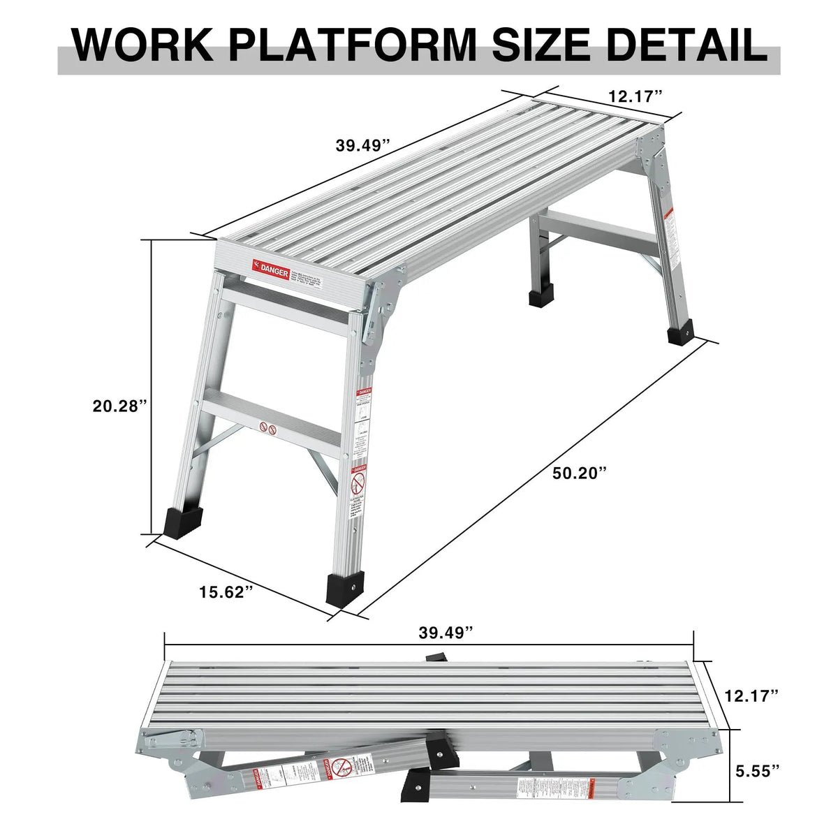 Work Platform Aluminum Portable Bench Folding Ladder by HouseOfZazla