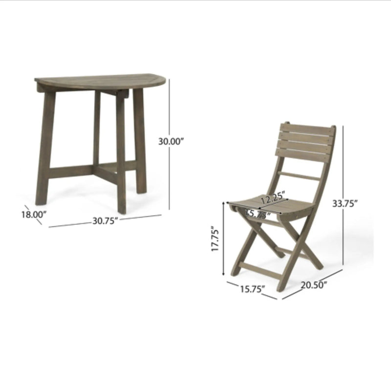 Outdoor 3 Piece Half Round Folding Bistro Set by HouseOfZazla