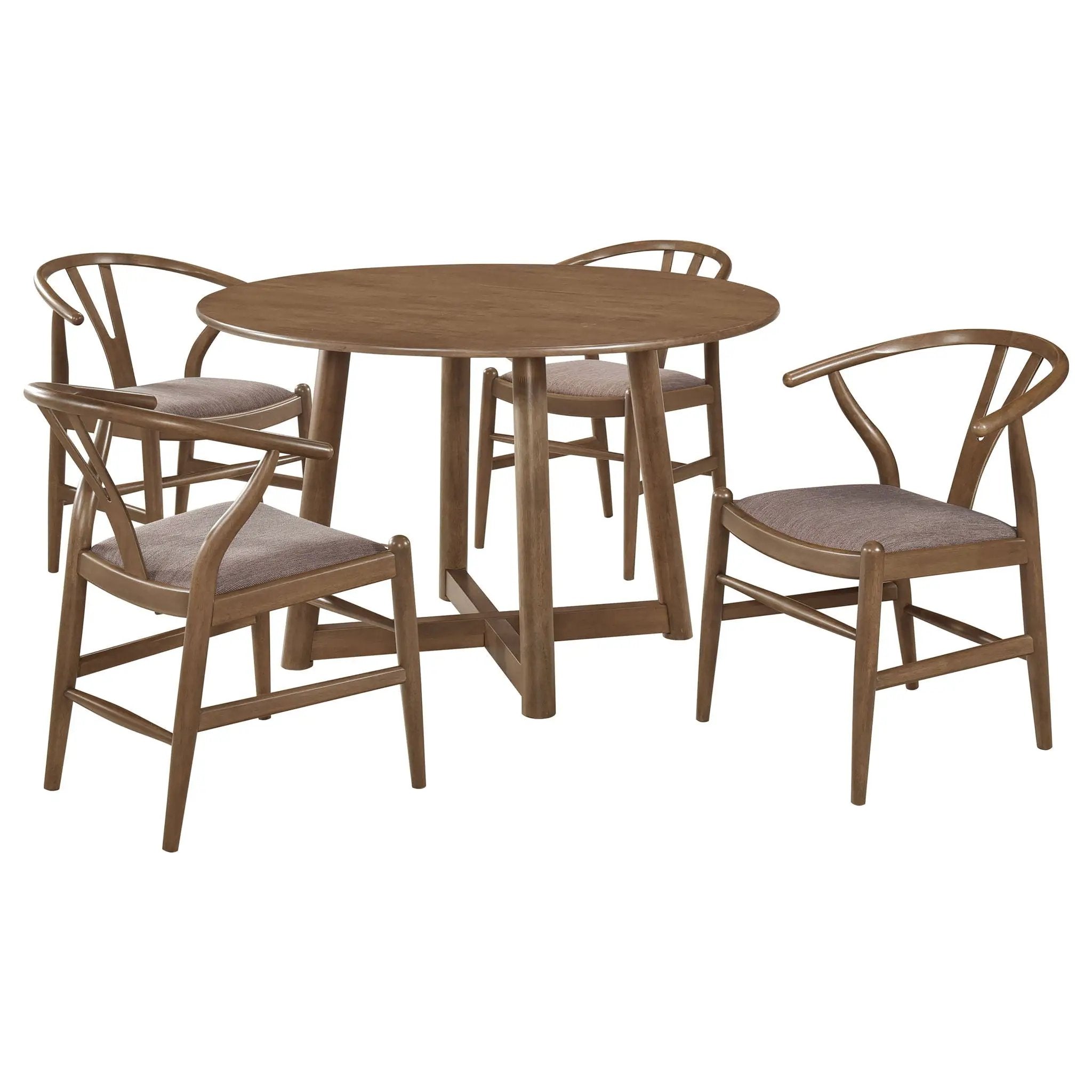 Dinah 5-piece Round Solid Wood Dining Set Walnut by Unique Piece Furniture