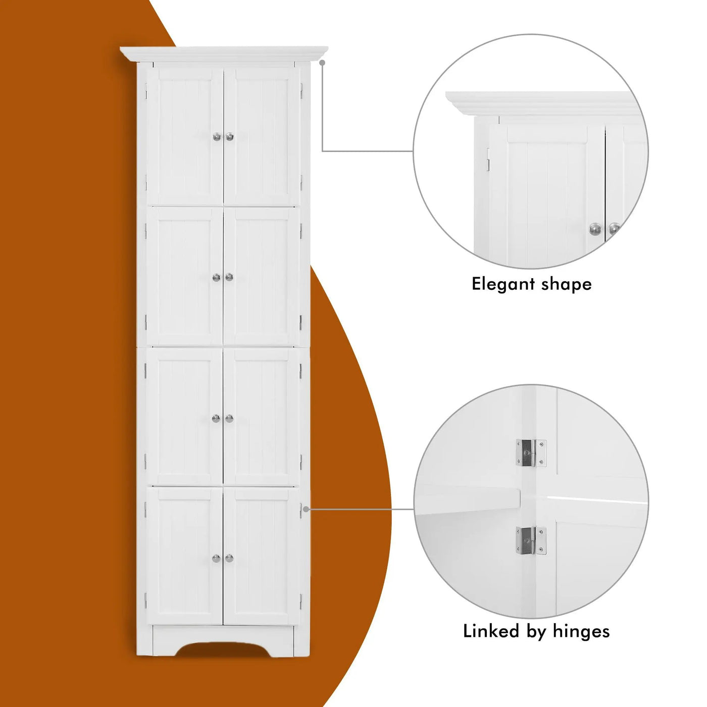 Tall Storage Cabinet With Doors And 4 Shelves For Living Room, Kitchen, Office, Bedroom, Bathroom, Modern by HouseOfZazla