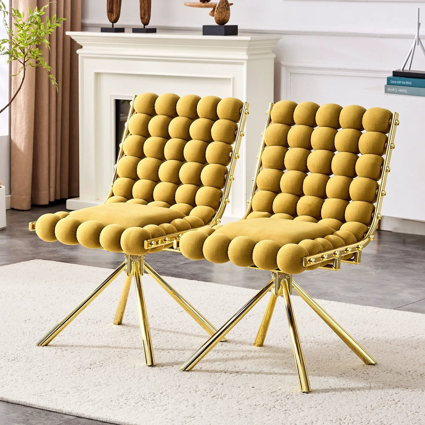 Puffy Bubble, Ball Chain Dining Chairs For Dining Room (Set of 2) by HouseOfZazla