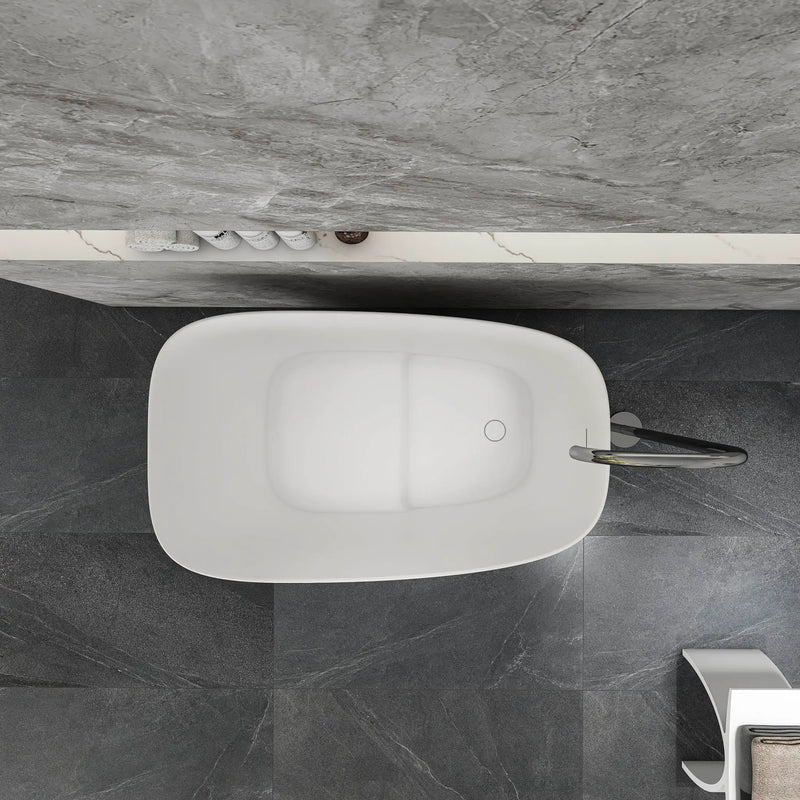 51-Inch Freestanding Solid Surface Deep Soaking Bathroom Bathtub with Seat by HouseOfZazla