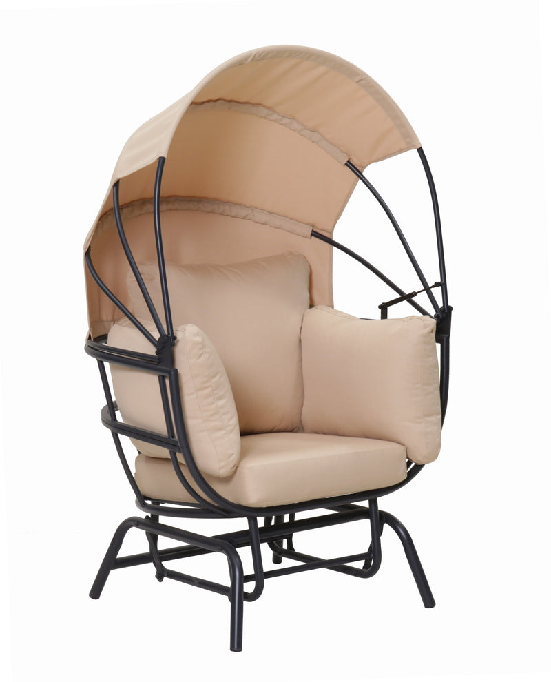 Sunnydaze Modern Luxury Egg Chair with Retractable Canopy - Taupe by HouseOfZazla