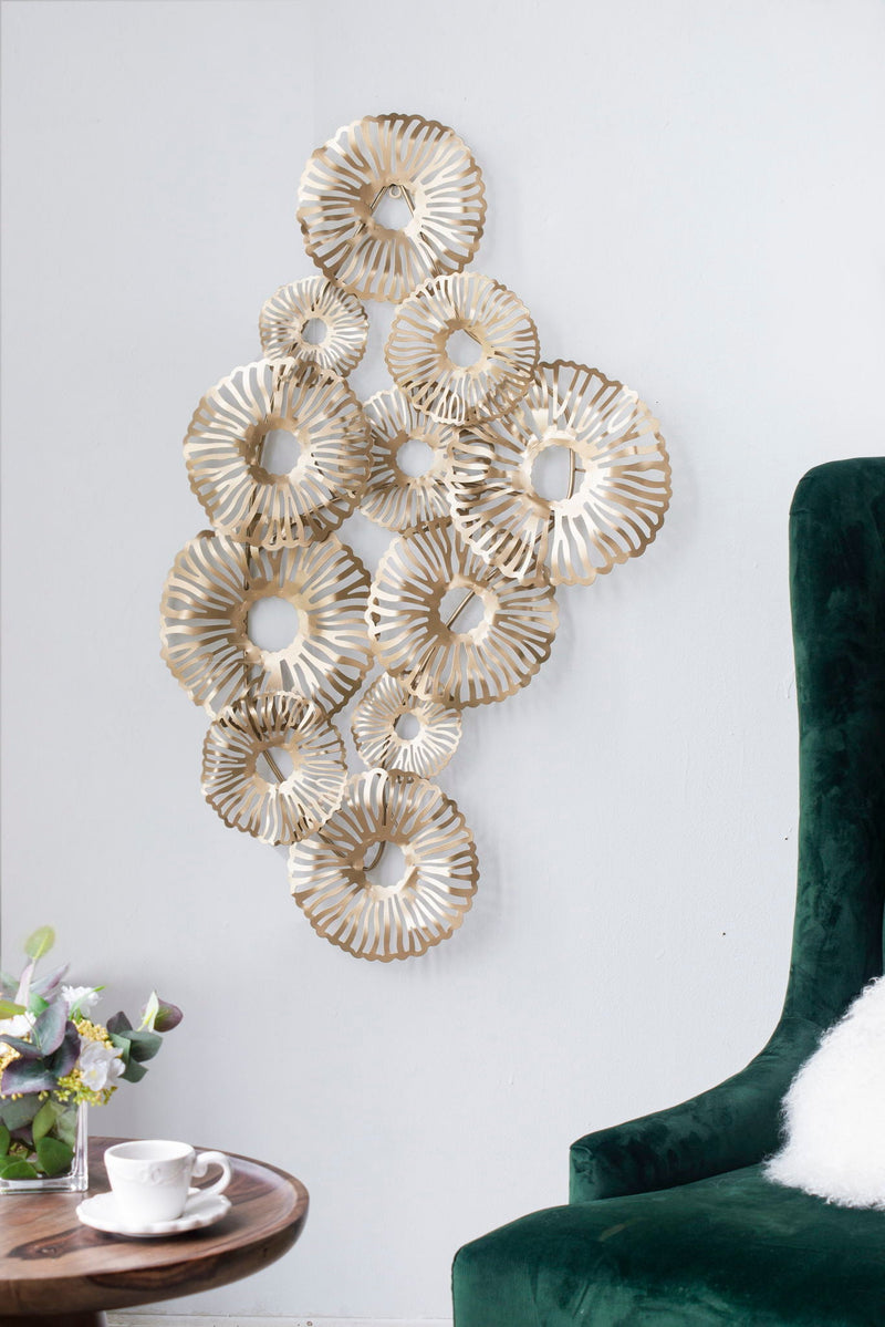 Gold Iron Wall Art with Coral Design - 24" W x 2" D x 42" H