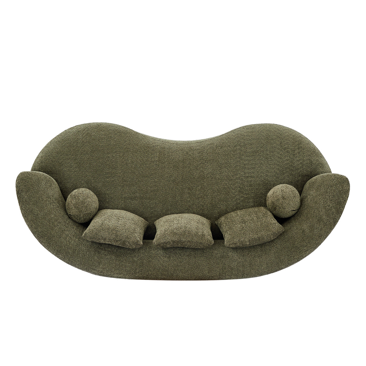 Curved Modern Boucle Sofa with Upholstered Finish - Forest Green, Beige, Camel, photo 5 of 8