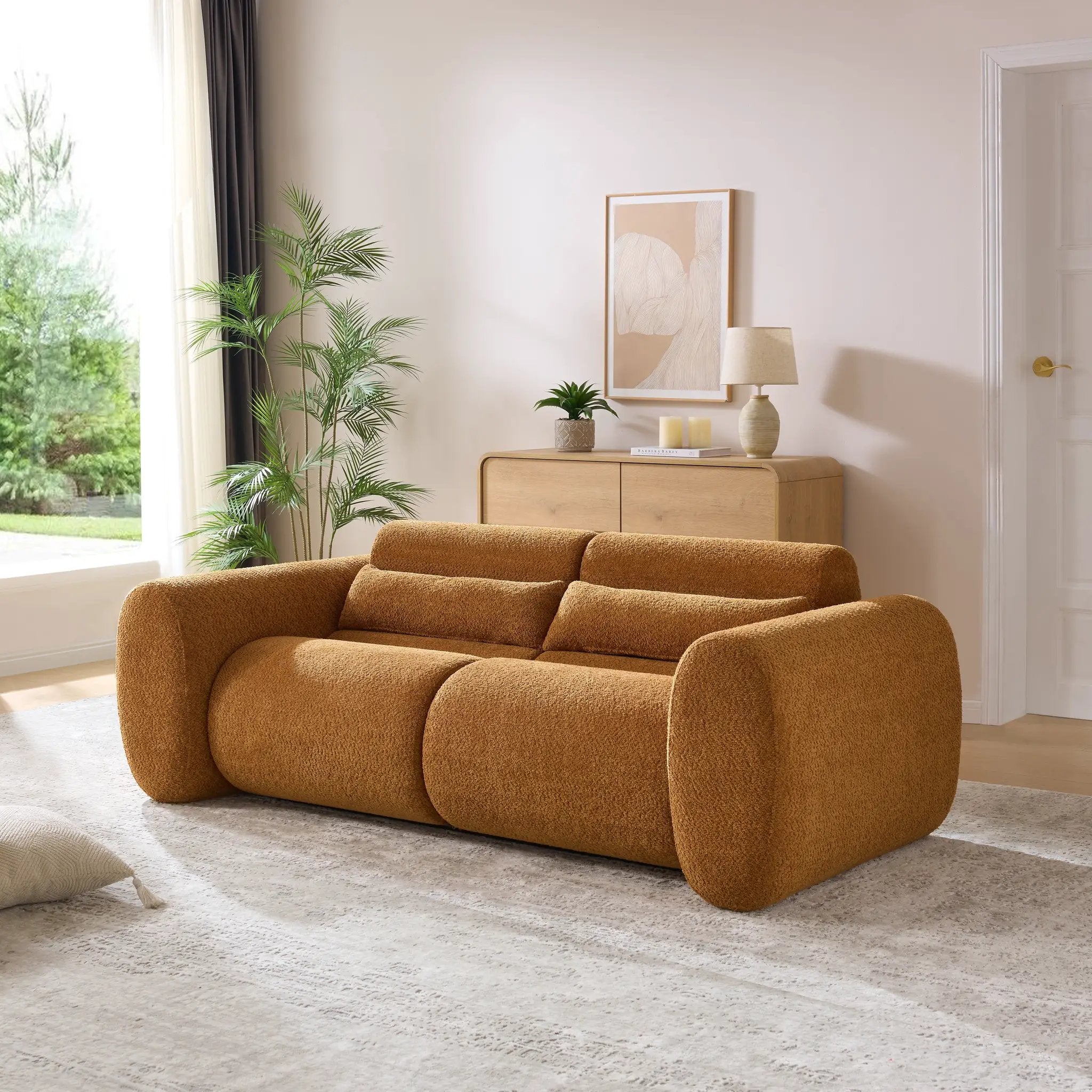 79 in. Round Arm Cloud Curved 3-Seater Modern Upholstered Boucle Sofa by HouseOfZazla