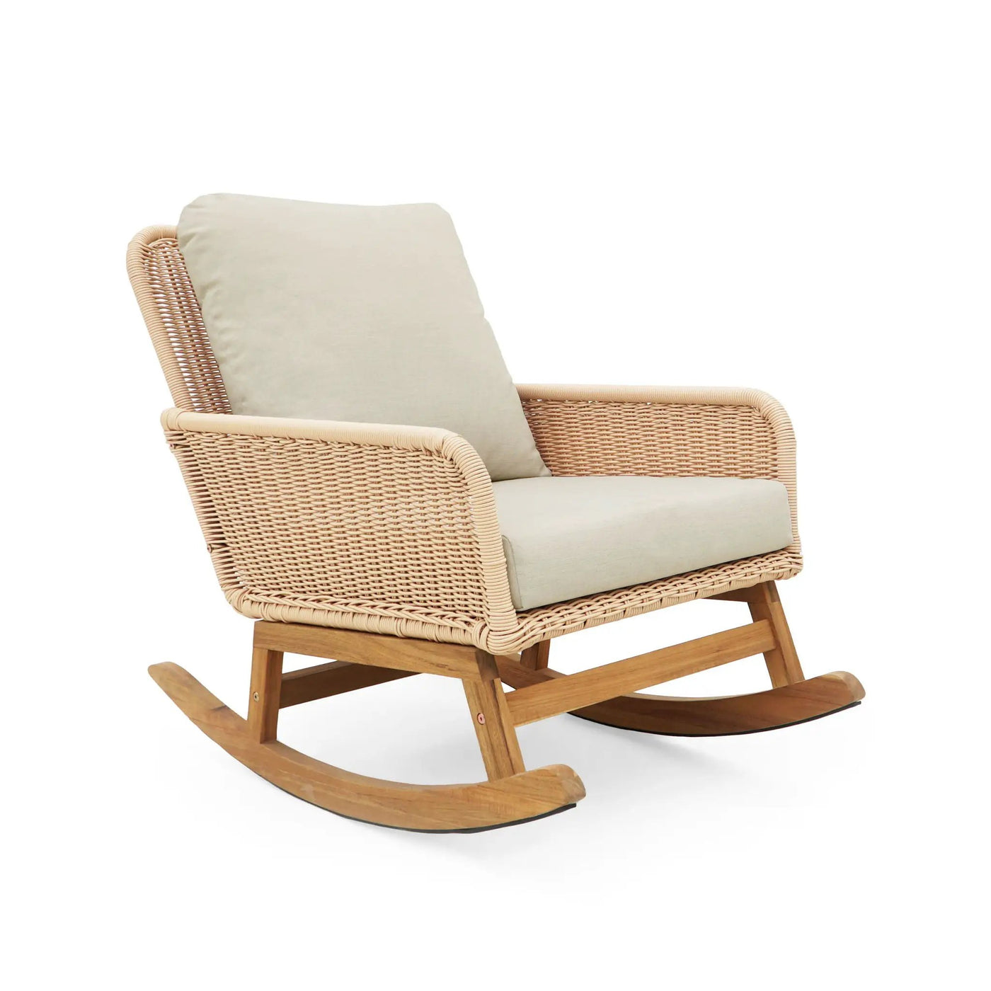 Contemporary Minimalist Wicker Rocking Chair With Soft Cushions by HouseOfZazla