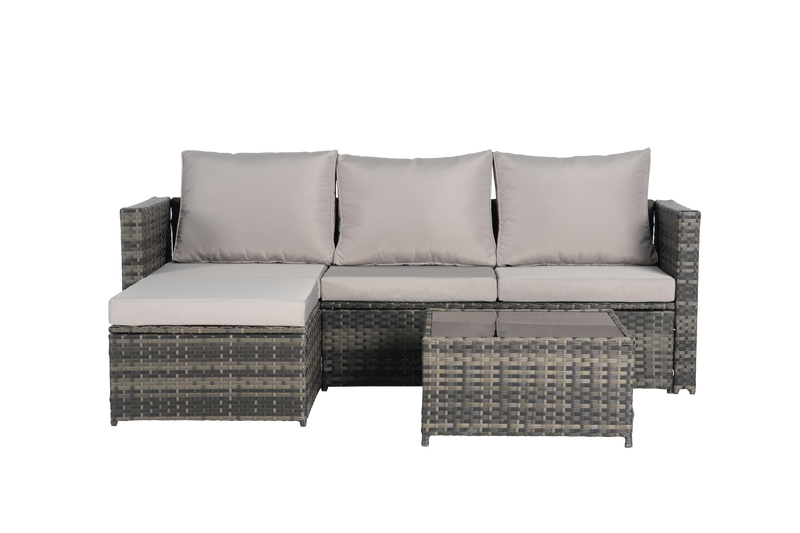2 Pieces Patio Furniture Set with Woven Sectional and Ottoman by HouseOfZazla