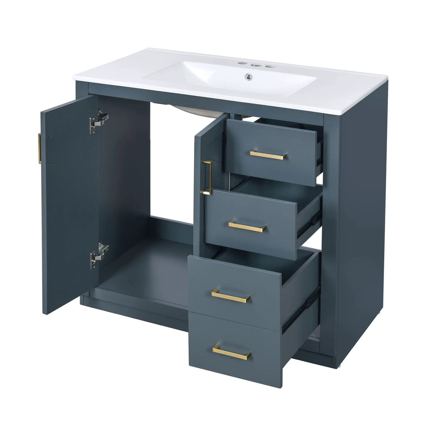 Bathroom Vanity With Sink Combo, Storage Cabinet, Freestanding Set With 3 Drawers & Soft Closing Doors by HouseOfZazla