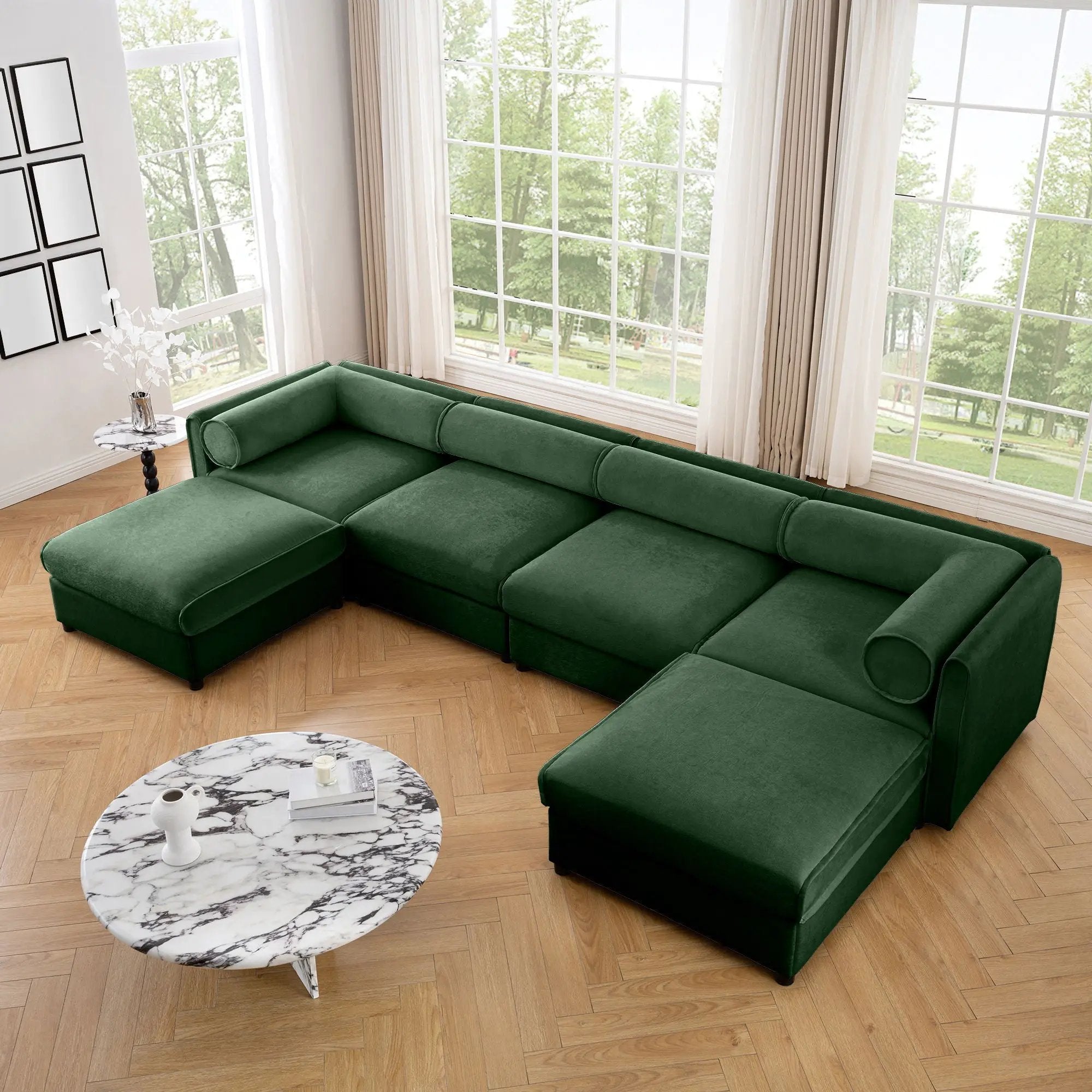 Contemporary Elegant Sofa With Storage And Ottoman by Unique Piece Furniture