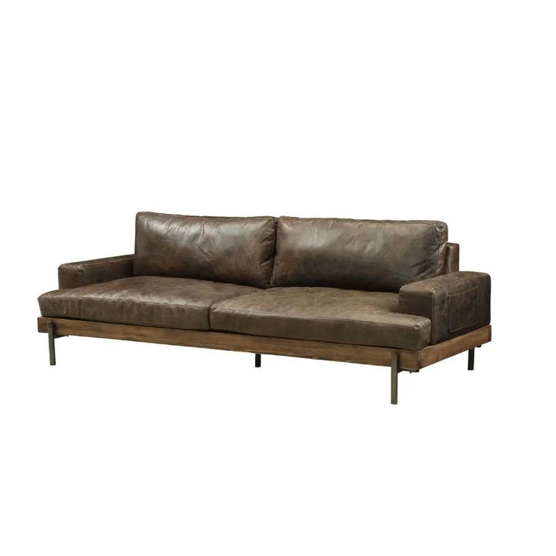 Silchester - Sofa - Distress Chocolate Top Grain Leather & Oak by Unique Piece Furniture
