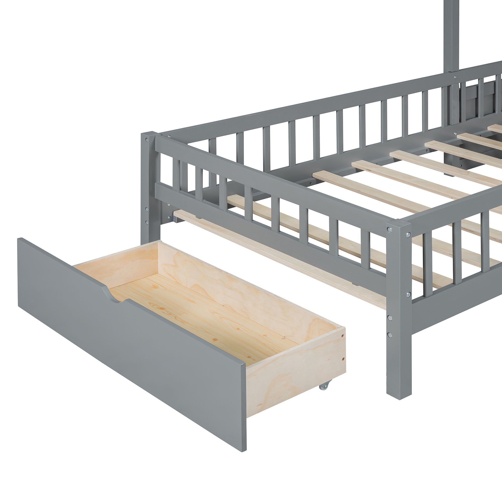 House Bed With Upholstered Sofa, Wireless Charging Station, Shelves And 2 Drawers by HouseOfZazla