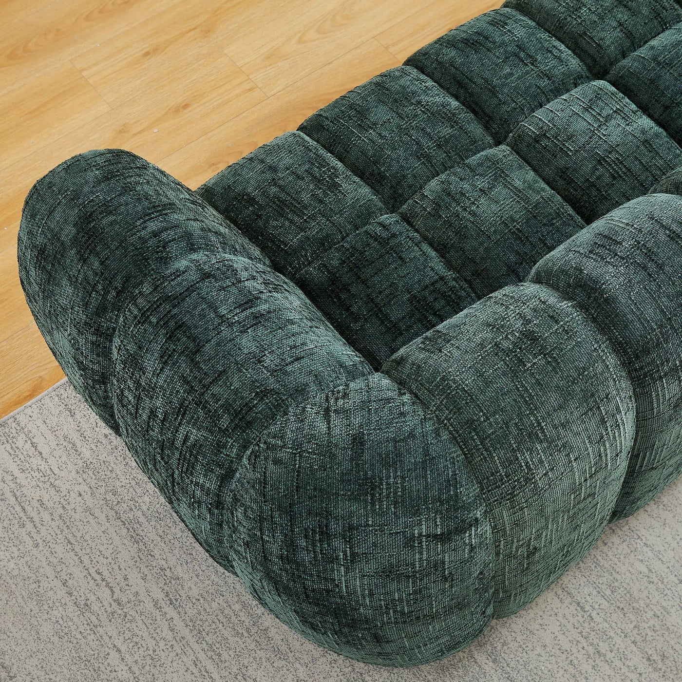 Quilted Cloud Sofa With Rounded Armrests And Piano Key Backrest Design by HouseOfZazla