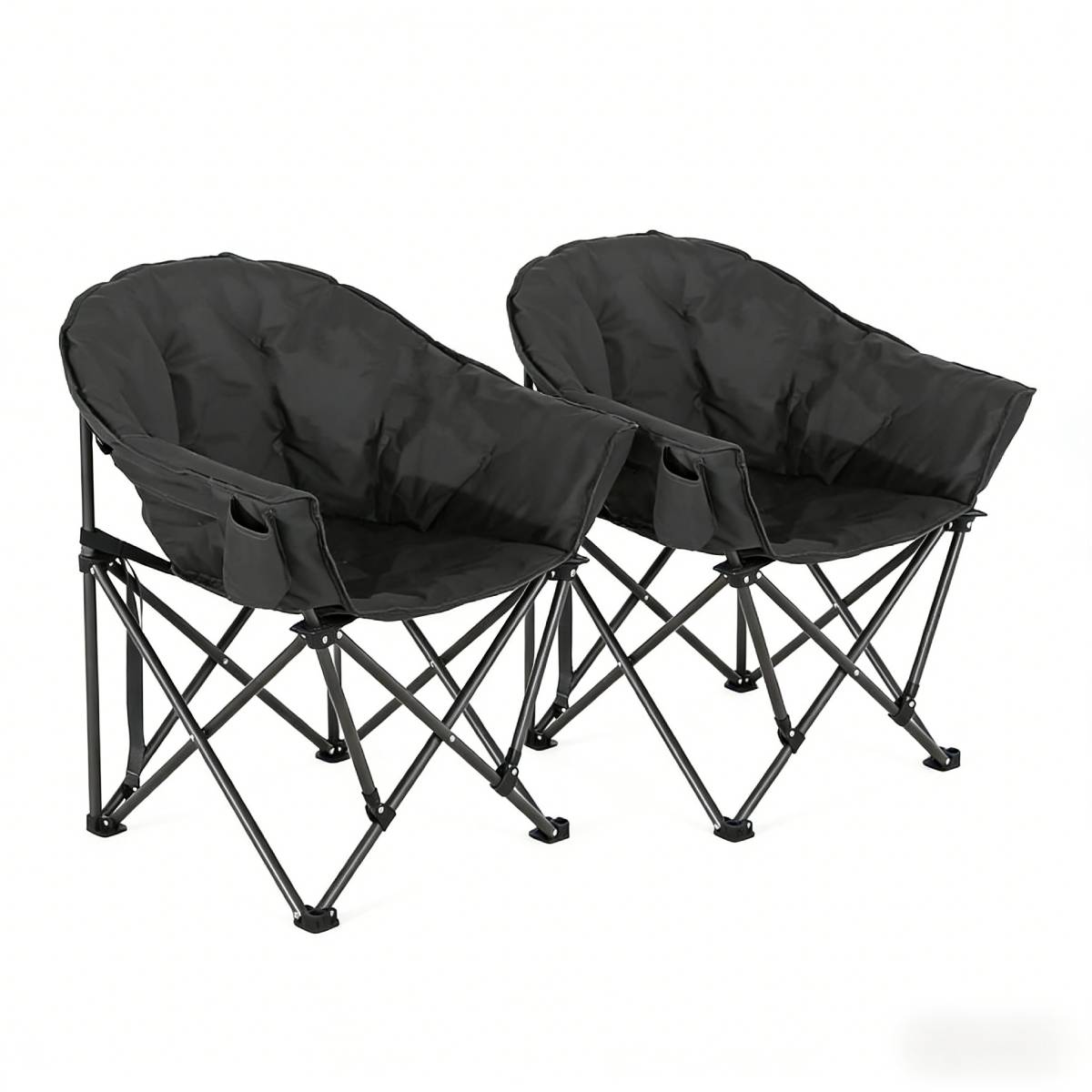Set of 2 Oversized Camping Chairs with Side Pocket by HouseOfZazla