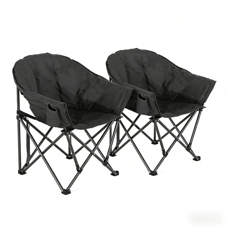 Set of 2 Oversized Camping Chairs with Side Pocket by HouseOfZazla
