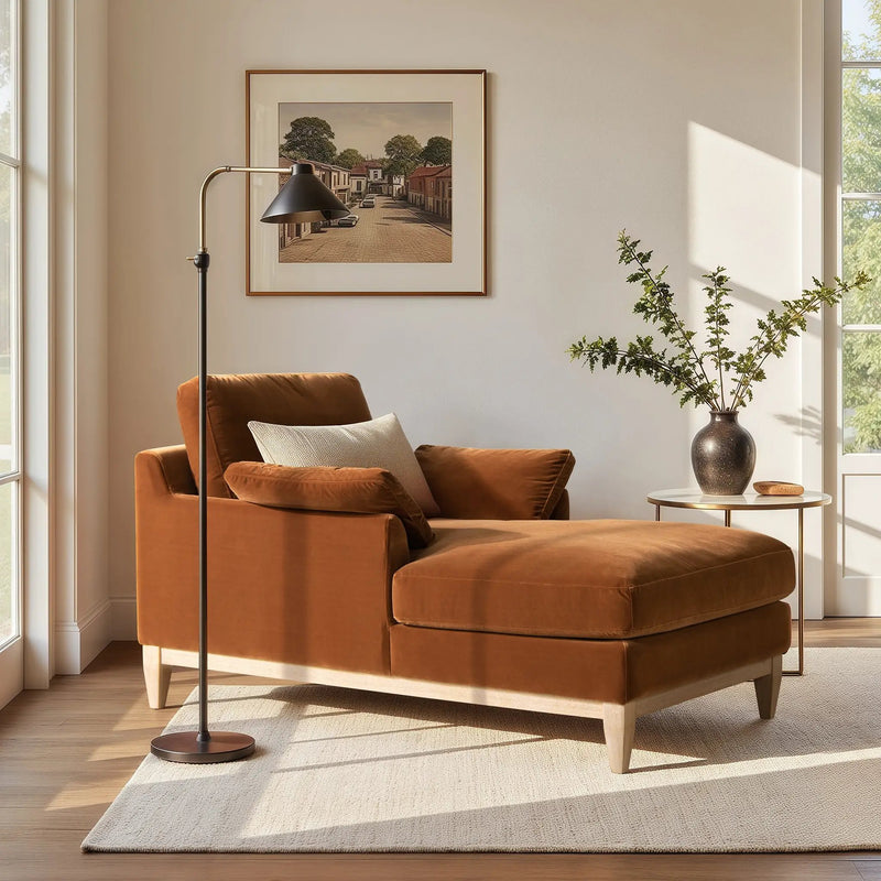 Pasadena Modern Farmhouse Chaise Lounge Chair, Burnt by HouseOfZazla