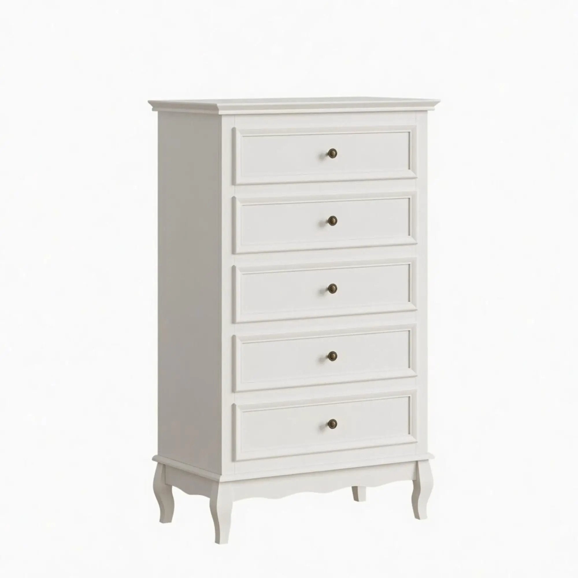 5 Drawer Tall Wide Chest Of Drawers - White by HouseOfZazla