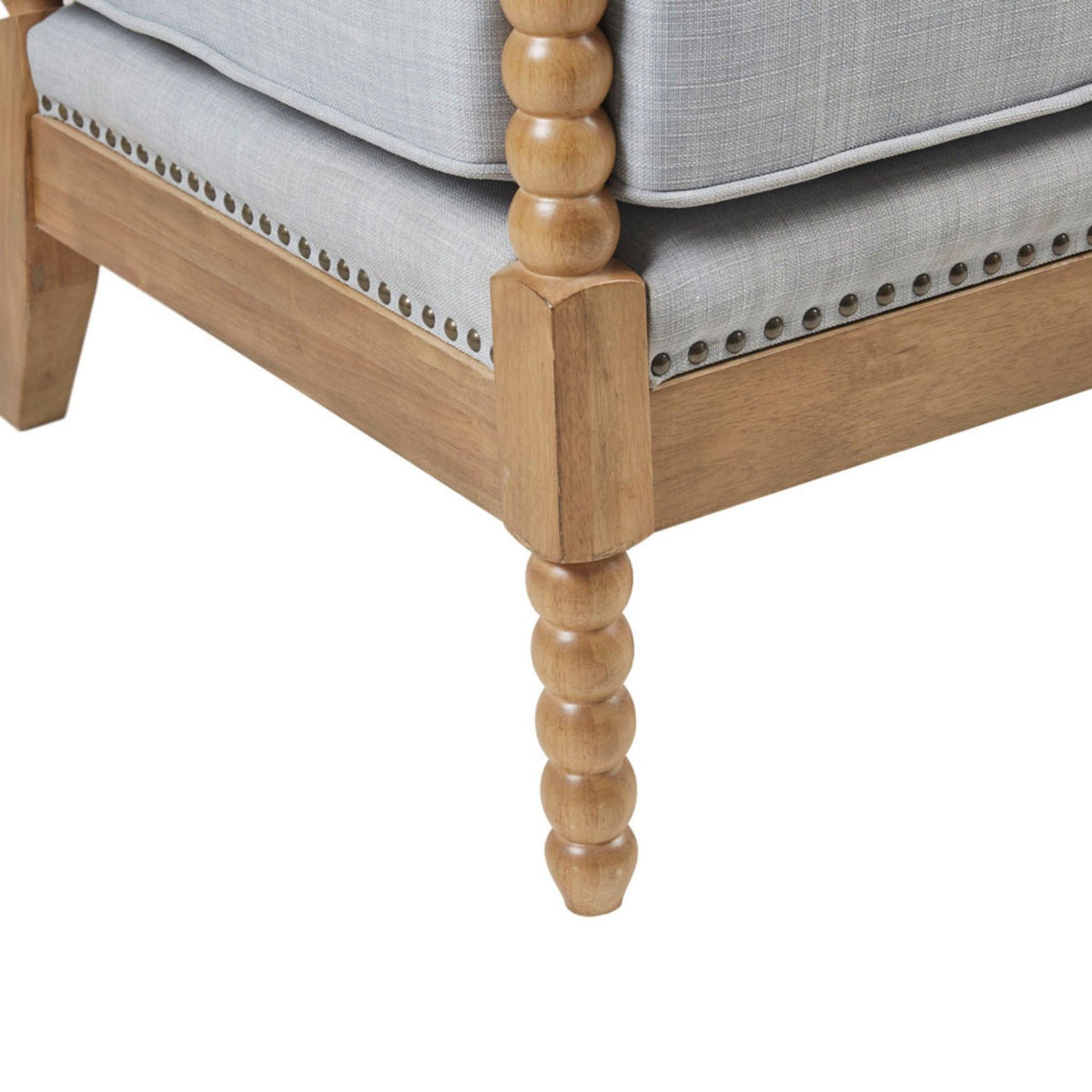 Open Back Spindle Arm Chair with Padded Armrests – Light Blue, Beige, Gray, photo 16 of 25