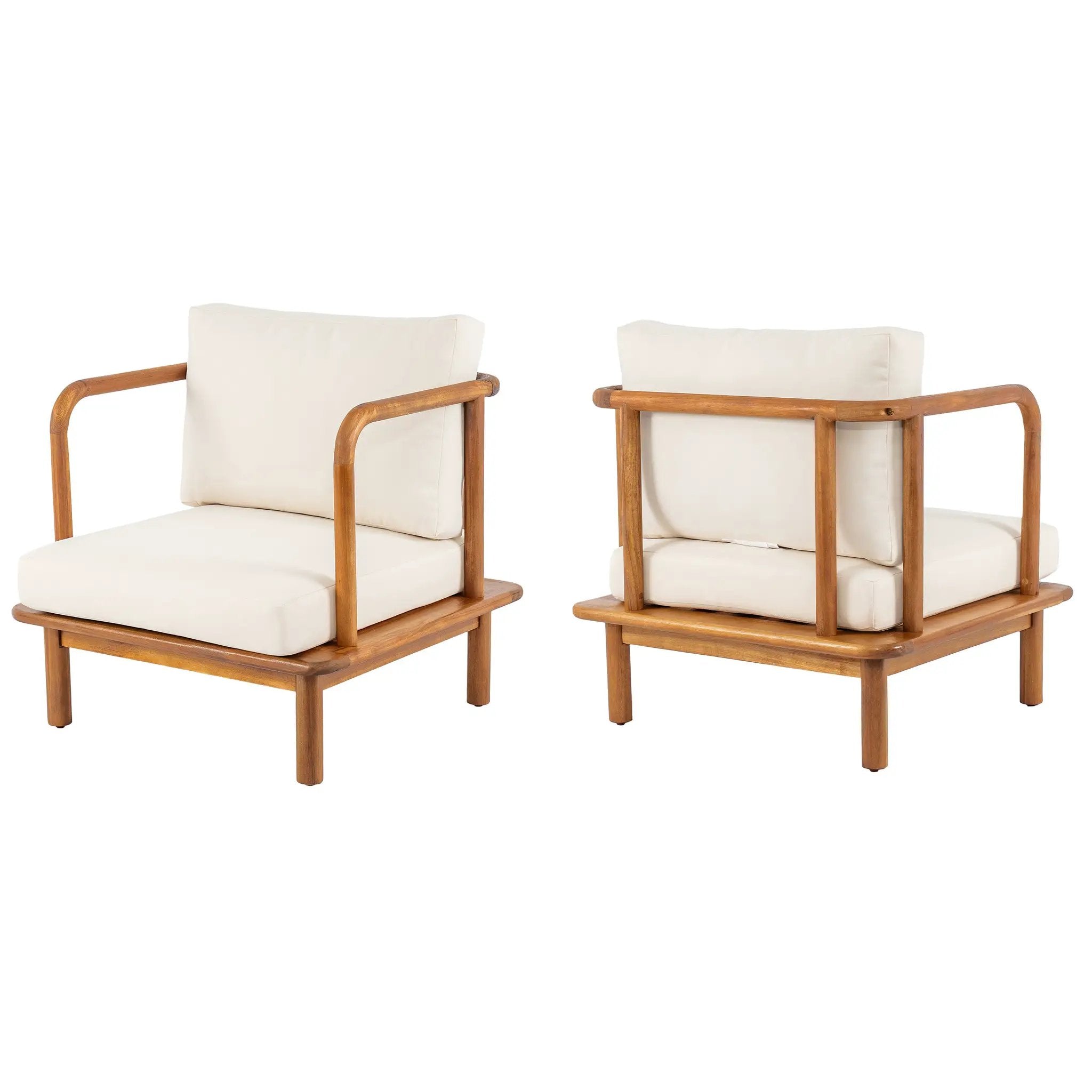 Canape Acacia Club Chair with Cream Cushion Set of 2 by HouseOfZazla