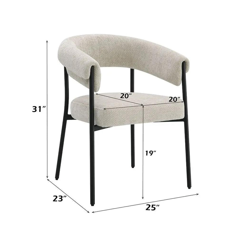 Jirina - Chenille Arm Chair (Set of 2) - Beige & Black by Unique Piece Furniture