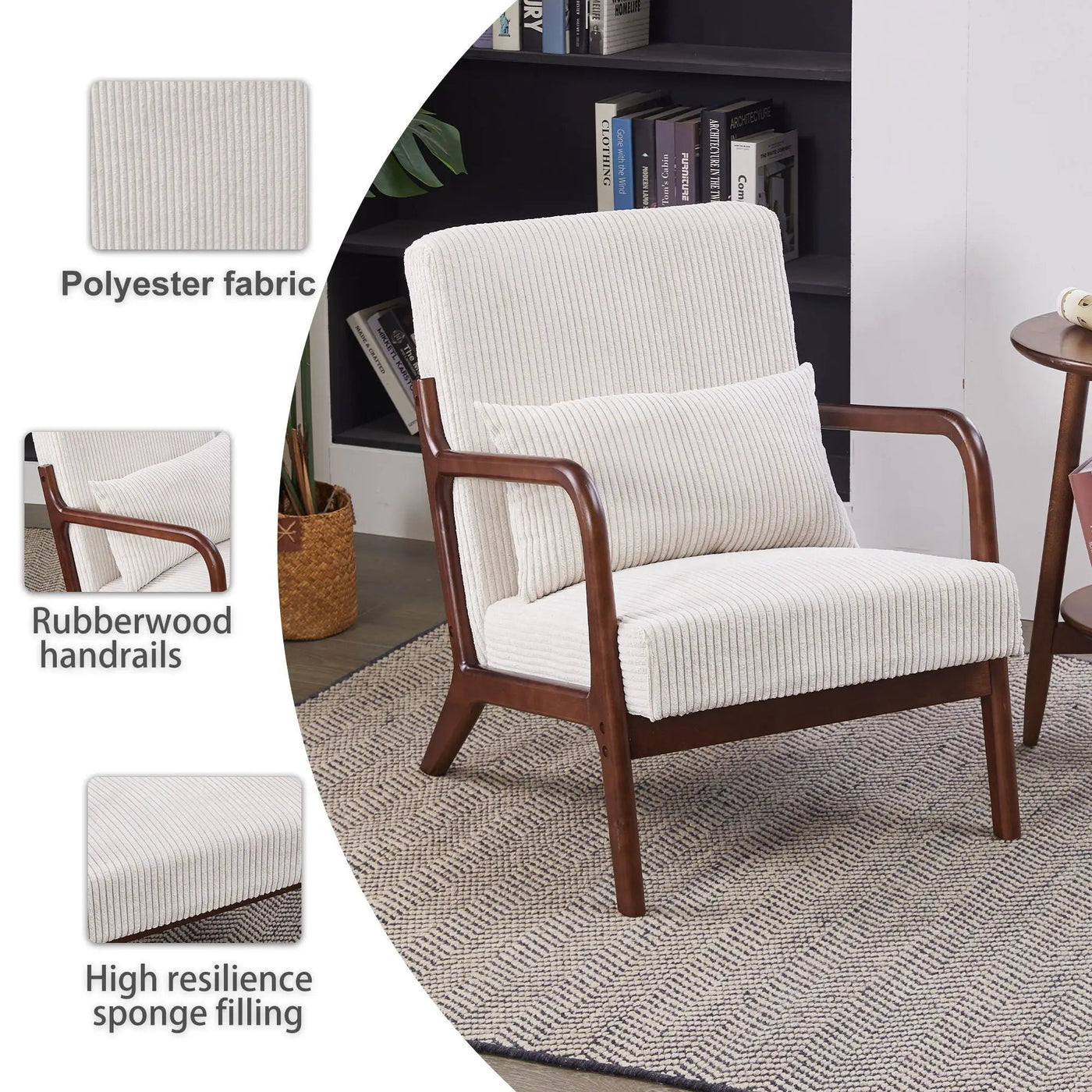Accent Chair With Pillow And Wood Frame by HouseOfZazla