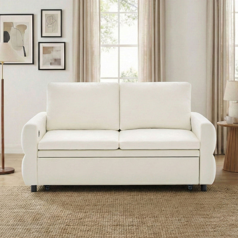 Convertible Sofa Bed Loveseat With Adjustable Backrest And USB Ports by HouseOfZazla