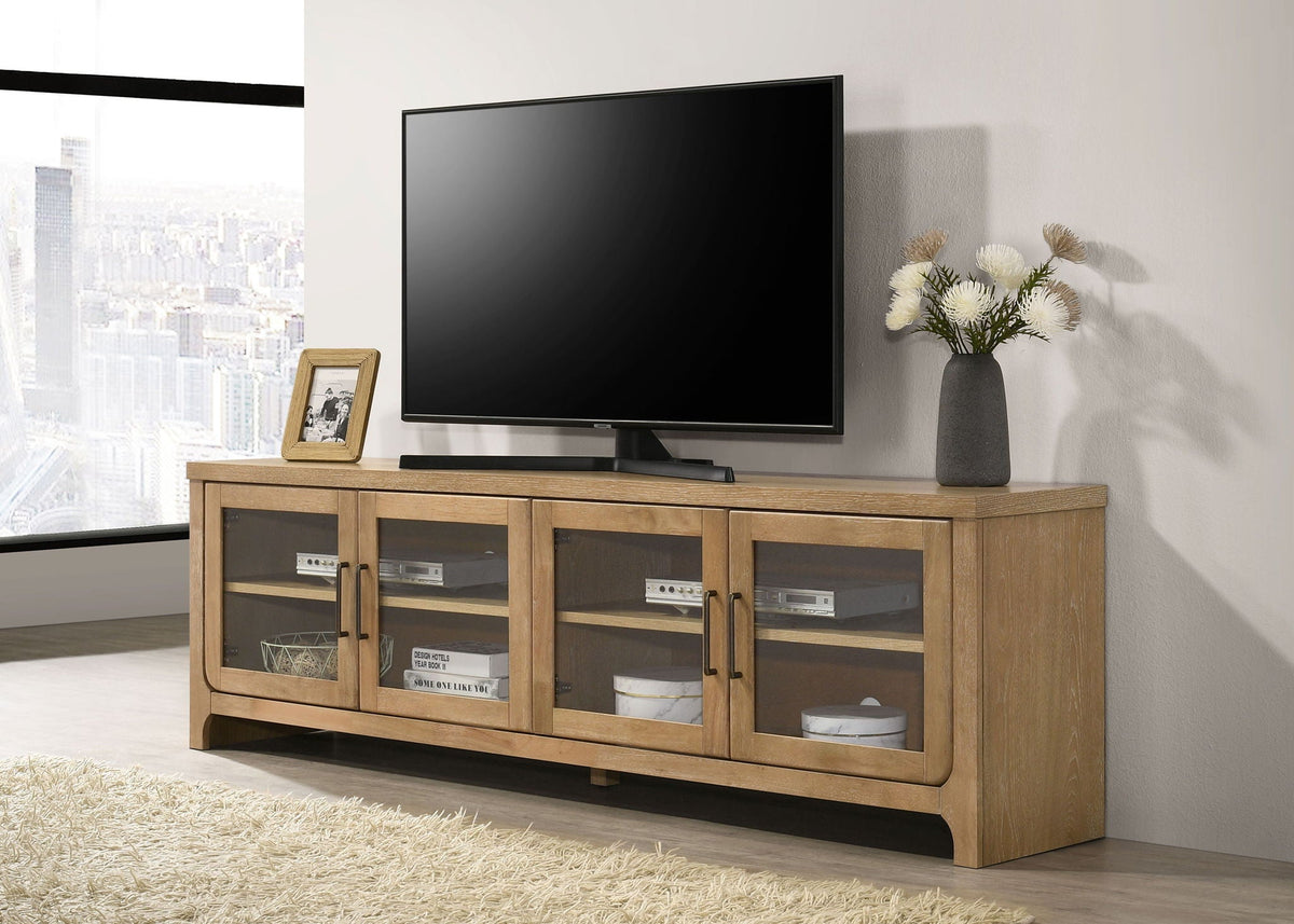 Brenham 79-inch 4-door TV Stand Media Console Washed Oak, photo 3 of 7